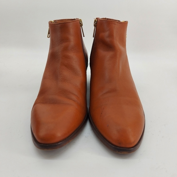 J. Crew Tan Leather Ankle Boots Classic Preppy Wardrobe Staple Size 8.5 - Picture 2 of 6